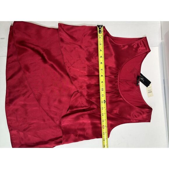 Talbots Red Sleeveless 100% Silk Tank Cami Top Sz 6 Ruffle Layered Blouse - Picture 7 of 11